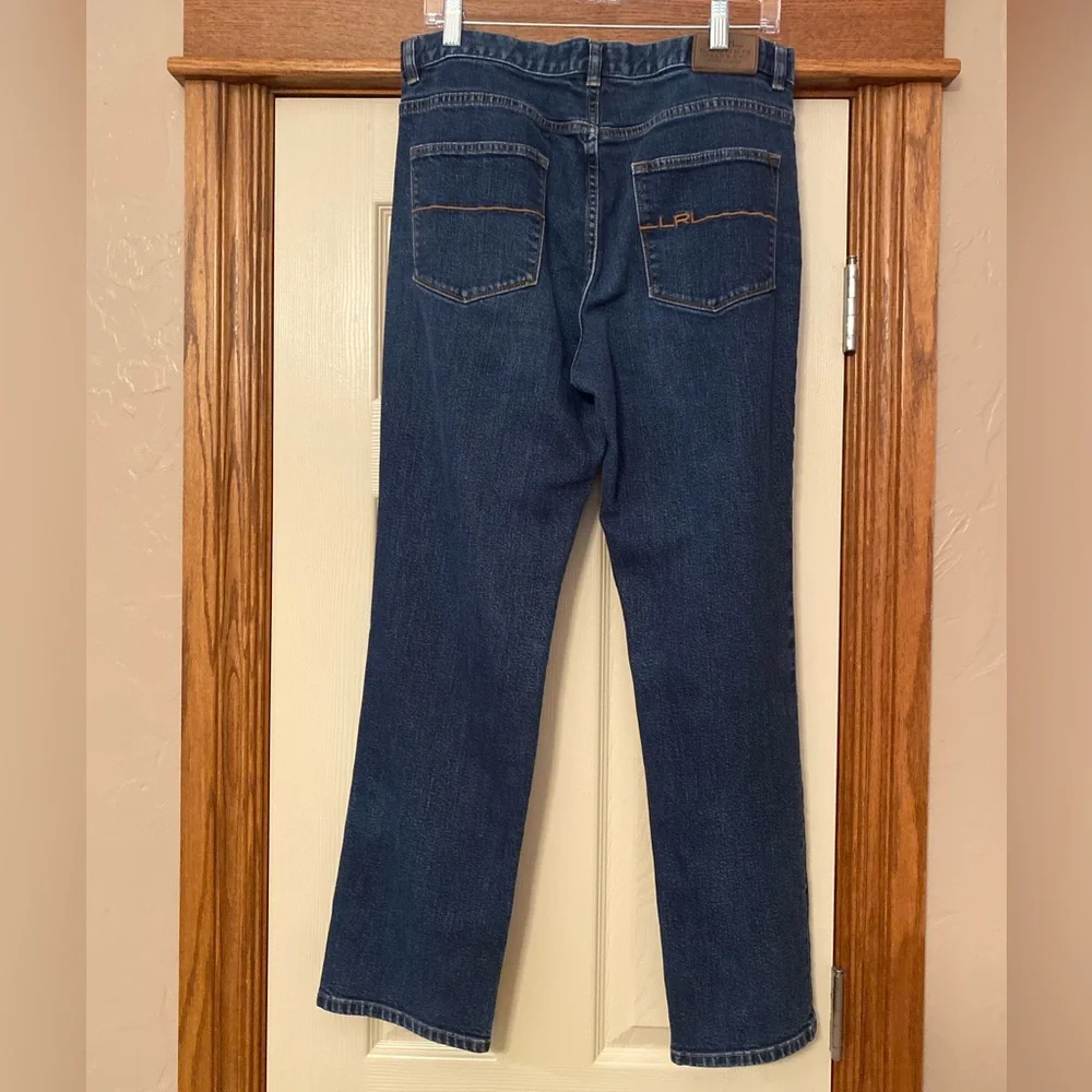 Lauren Ralph Lauren Womens Dark Blue Denim Jeans Sz 12 Straight Leg - Picture 2 of 10